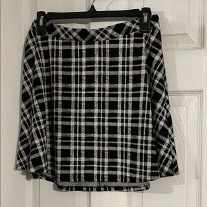 Joe B Black and White Checkered A-Line Skirt